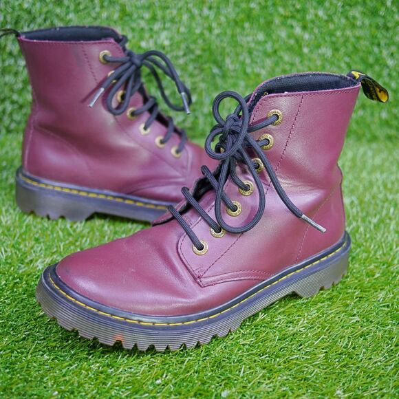 Dr. Martens Shoes - Dr. Martens Luana Combat Boots - Cherry Red Leather - Women's Size 7